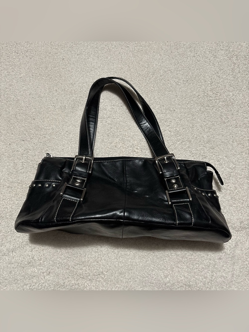 Vintage 2000s Worthington black buckle shoulder bag